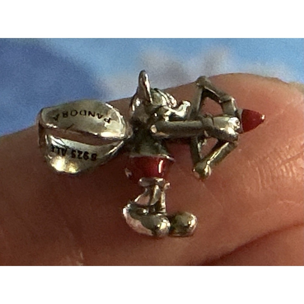 Pandora Disney Mickey Mouse Cupid Charm S925 Sterling Silver Red Enamel